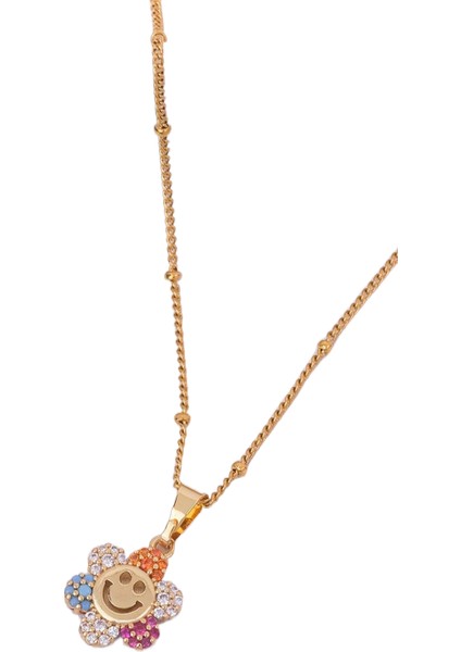 Renkli Gülen Kolye Kadın Dopamin Niş Sevimli Kolye Yaz Köprücük Kemiği Zinciri (Yurt Dışından)