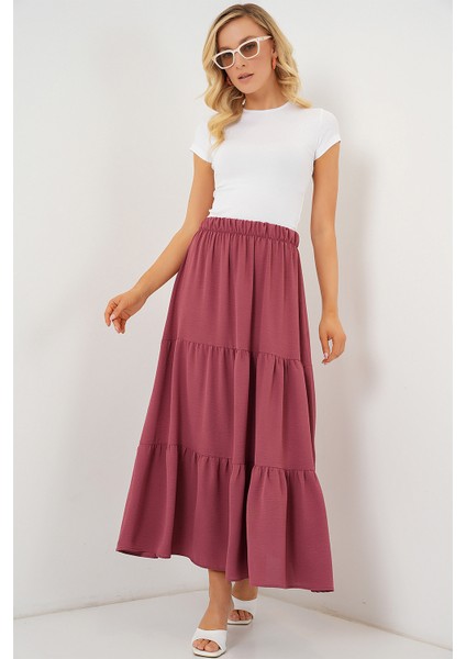 Kadın Ayrobin Uzun Etek 8048 - Gül Kurusu