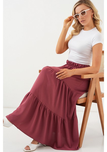 Kadın Ayrobin Uzun Etek 8048 - Gül Kurusu modelleri