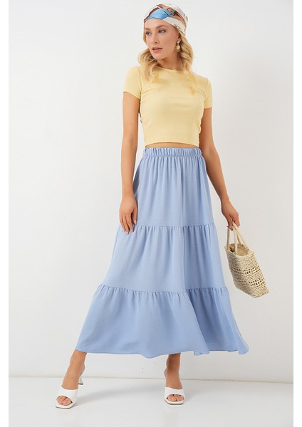 Kadın Ayrobin Uzun Etek 8048 - Mavi