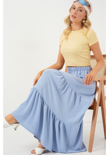 Kadın Ayrobin Uzun Etek 8048 - Mavi modelleri
