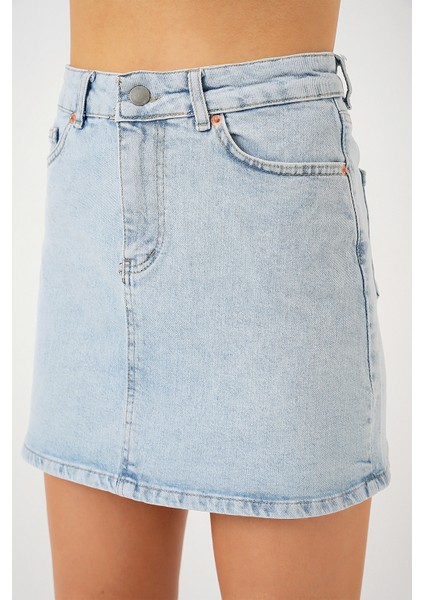 Kadın Mini Kot Etek 8049 - Mavi modelleri