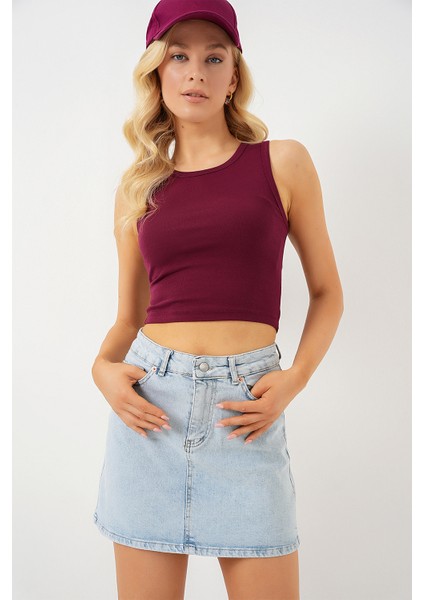 Kadın Mini Kot Etek 8049 - Mavi fırsatları