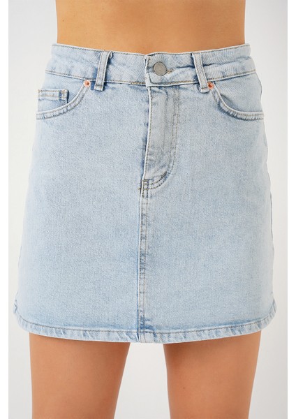Kadın Mini Kot Etek 8049 - Mavi indirimleri
