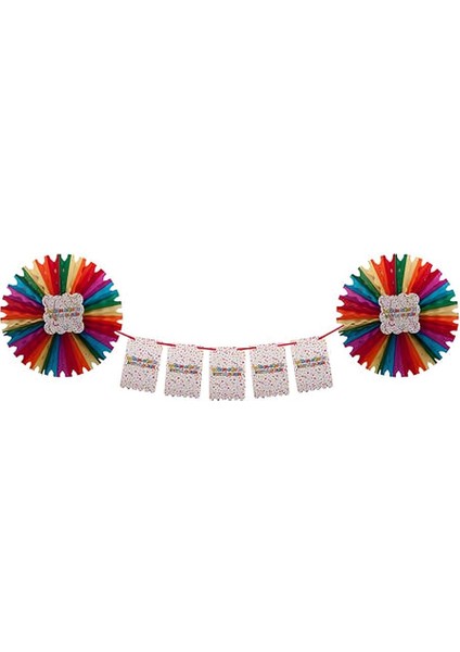 Colorful Doğum Günün Kutlu Olsun Paper Fan Decoration Set