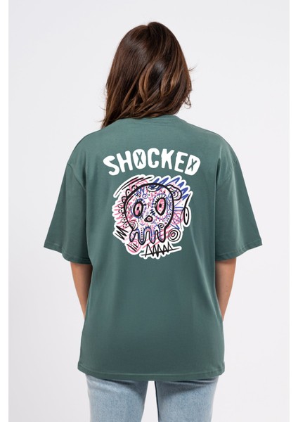 Oversize Sırtta Shocked Baskılı Tshirt