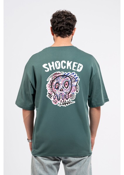 Oversize Sırtta Shocked Baskılı Tshirt