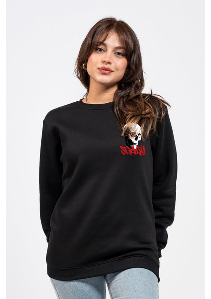 Regular Göğüste Baskılı Scary Sweatshirt