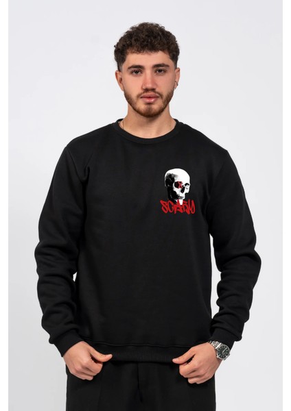 Regular Göğüste Baskılı Scary Sweatshirt modelleri