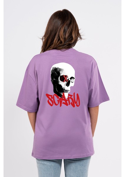 Oversize Sırtta Scary Baskılı Tshirt