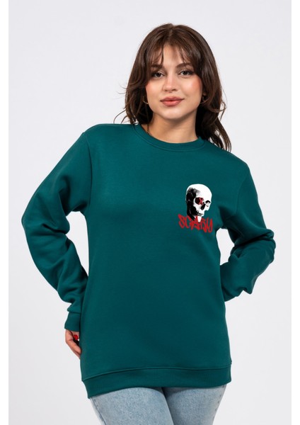 Regular Göğüste Baskılı Scary Sweatshirt