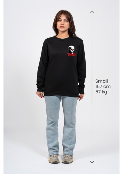 Regular Göğüste Baskılı Scary Sweatshirt fırsatları