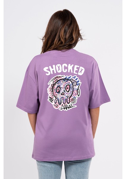 Oversize Sırtta Shocked Baskılı Tshirt