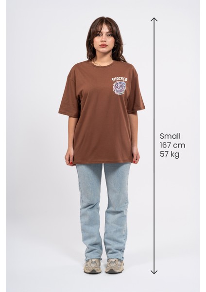 Oversize Göğüste Shocked Baskılı Tshirt