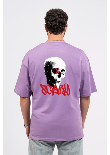 Oversize Sırtta Scary Baskılı Tshirt