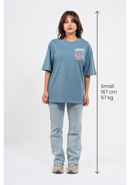 Oversize Göğüste Shocked Baskılı Tshirt