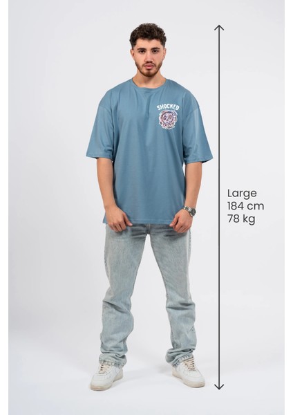 Oversize Göğüste Shocked Baskılı Tshirt