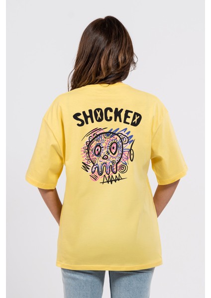 Oversize Sırtta Shocked Baskılı Tshirt