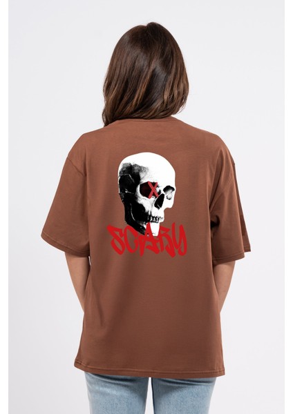Oversize Sırtta Scary Baskılı Tshirt