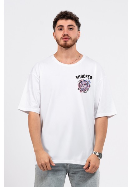 Oversize Göğüste Shocked Baskılı Tshirt fiyatları