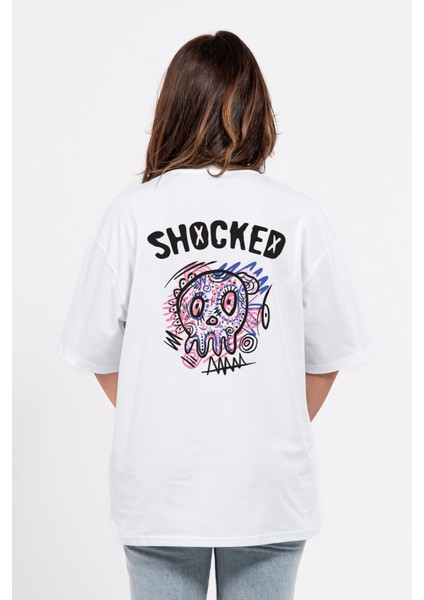 Oversize Sırtta Shocked Baskılı Tshirt