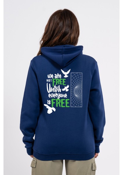 Regular Sırtta Not Free Baskılı Hoodie