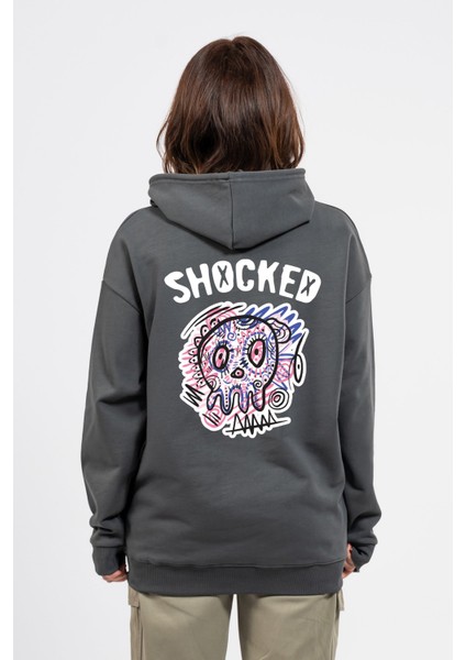 Oversize Sırtta Shocked Baskılı Hoodie