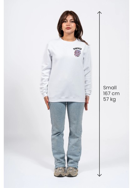 Regular Göğüste Shocked Baskılı Sweatshirt modelleri