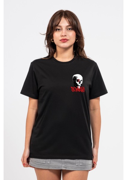 Regular Göğüste Scary Baskılı Tshirt