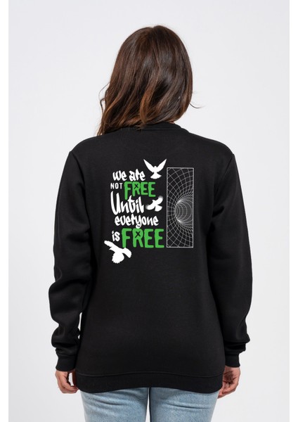 Regular Sırtta Not Free Baskılı Sweatshirt