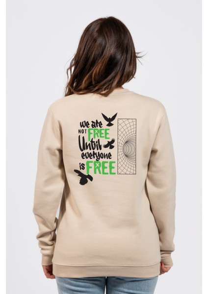 Regular Sırtta Not Free Baskılı Sweatshirt