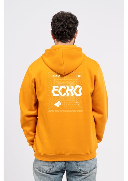 Regular Sırtta Echo Baskılı Hoodie