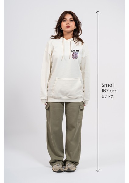Oversize Göğüste Shocked Baskılı Hoodie