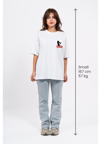 Oversize Göğüste Scary Baskılı T-Shirt