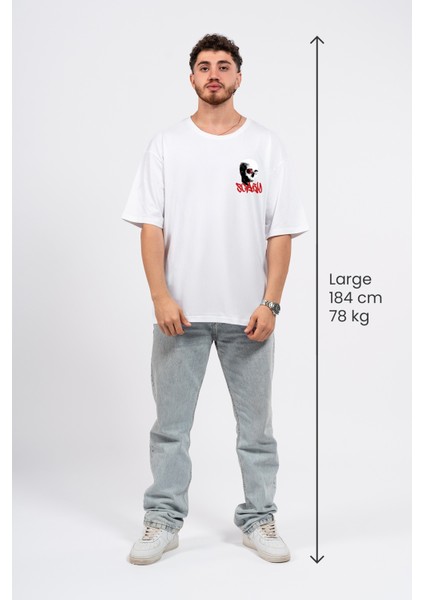 Oversize Göğüste Scary Baskılı T-Shirt