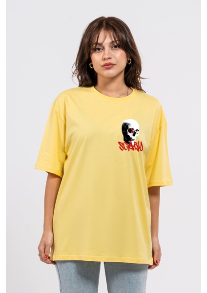 Oversize Göğüste Scary Baskılı T-Shirt
