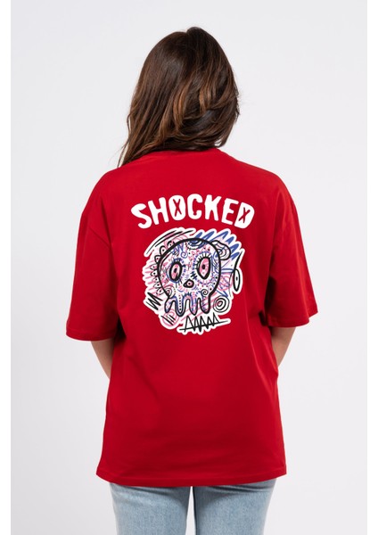 Oversize Sırtta Shocked Baskılı Tshirt