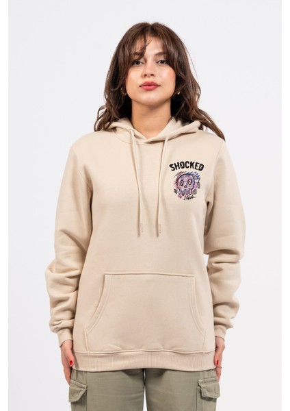Regular Göğüste Shocked Baskılı Hoodie
