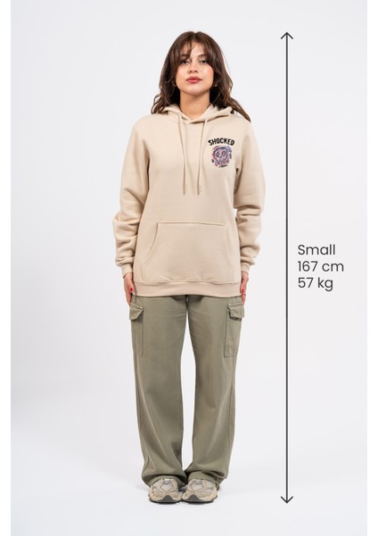 Regular Göğüste Shocked Baskılı Hoodie