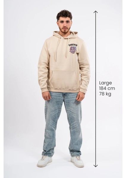 Regular Göğüste Shocked Baskılı Hoodie