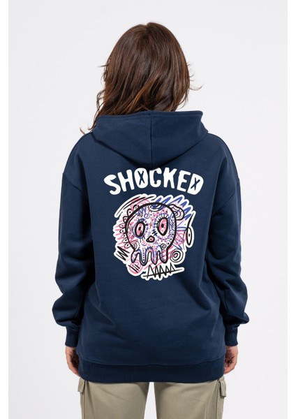 Oversize Sırtta Shocked Baskılı Hoodie