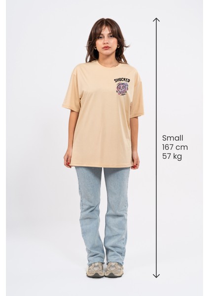 Oversize Göğüste Shocked Baskılı Tshirt
