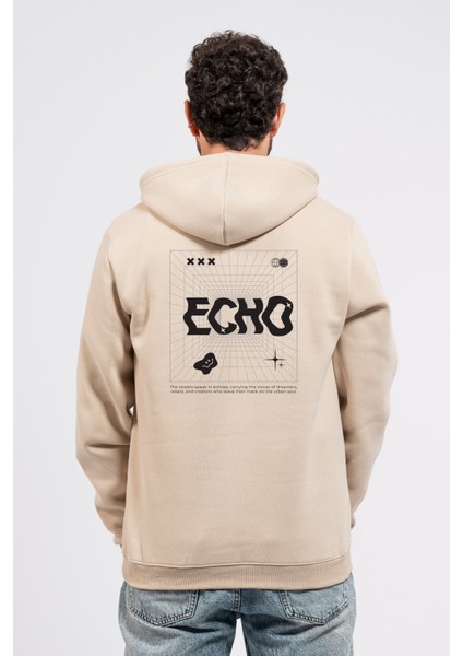 Regular Sırtta Echo Baskılı Hoodie