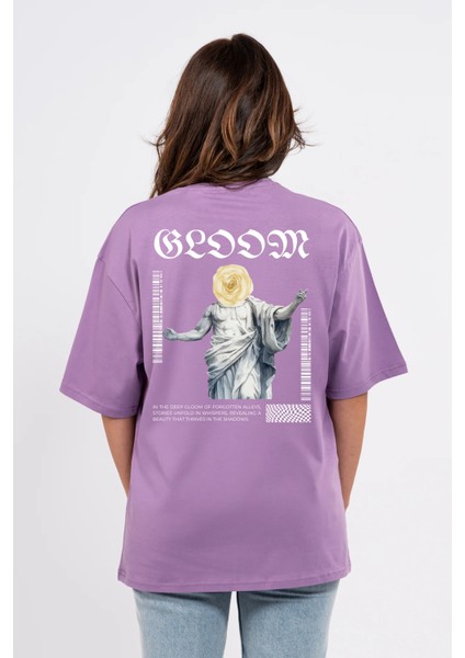 Oversize Sırtta Bloom Baskılı Tshirt