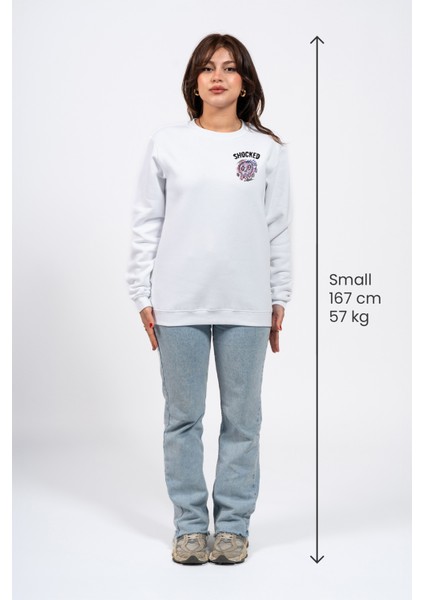 Regular Göğüste Shocked Baskılı Sweatshirt