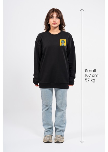 Oversize Göğüste Cry Woman Baskılı Sweatshirt modelleri
