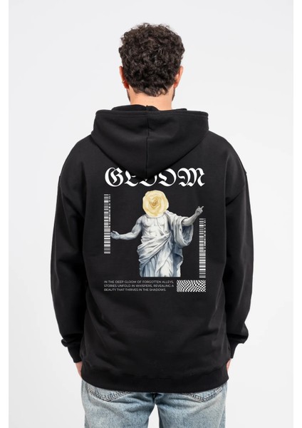 Oversize Sırtta Bloom Baskılı Hoodie