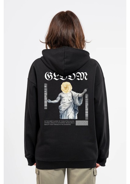 Oversize Sırtta Bloom Baskılı Hoodie modelleri