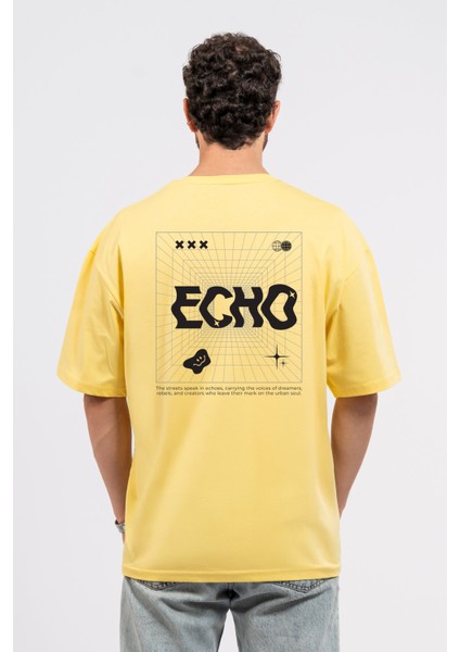 Oversize Sırtta Echo Baskılı Tshirt