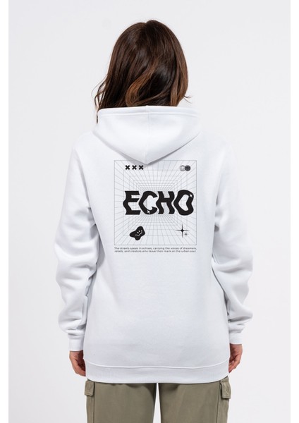 Regular Sırtta Echo Baskılı Hoodie